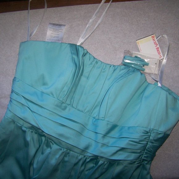 David's Bridal Dress Wedding Party Cocktail 6 NWT Blue - Picture 8 of 15
